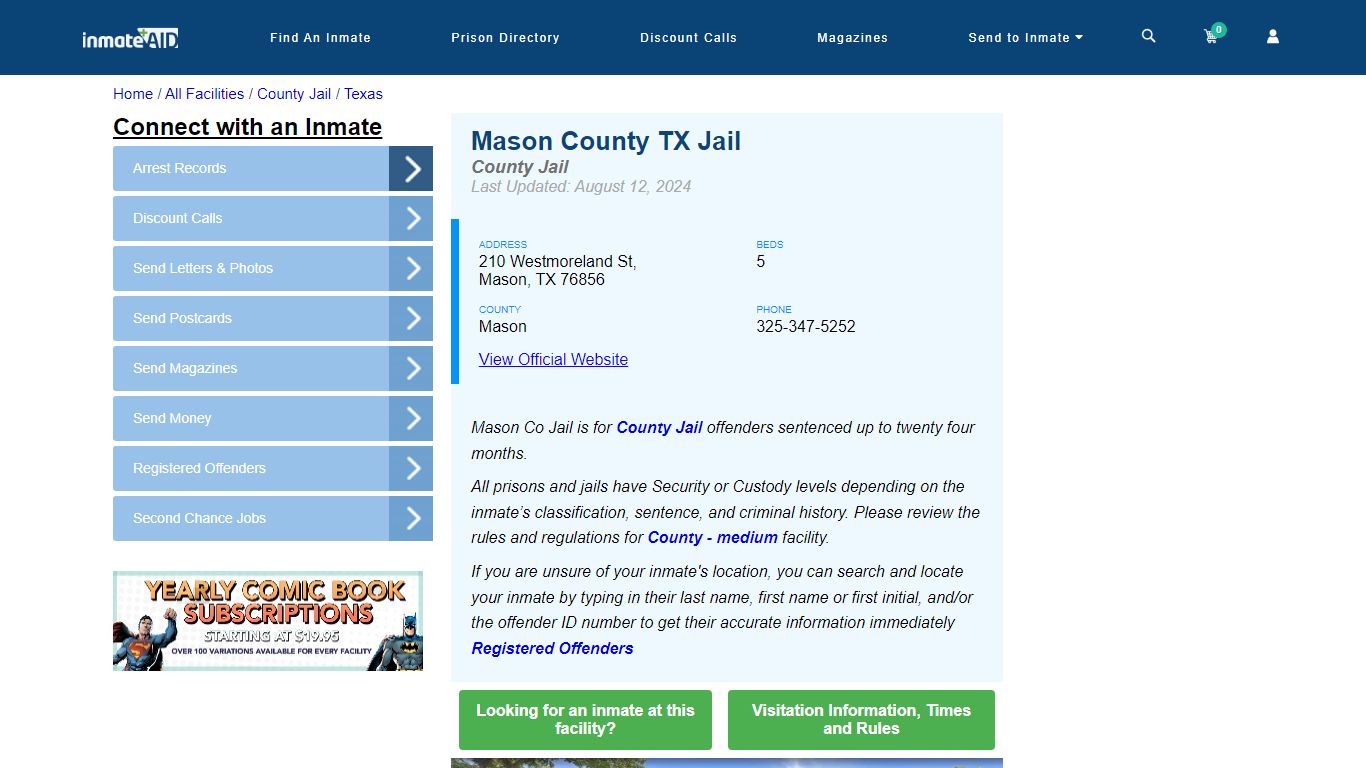 Mason County TX Jail - Inmate Locator